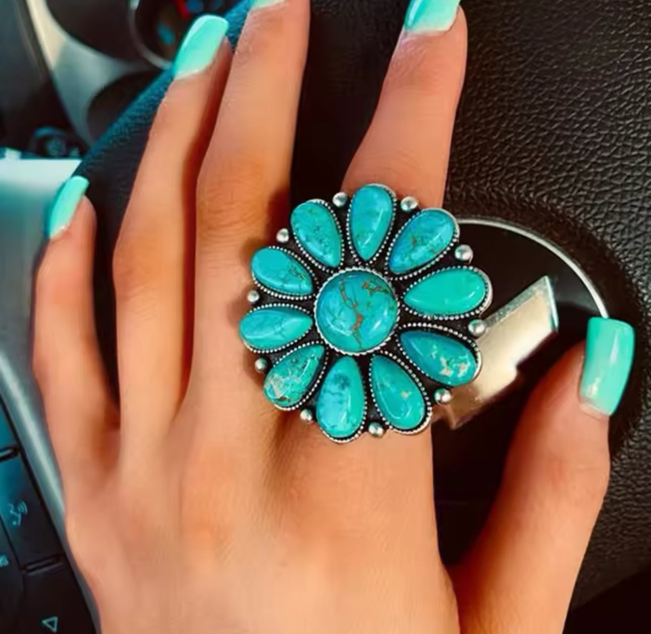 Turquoise Flower ring