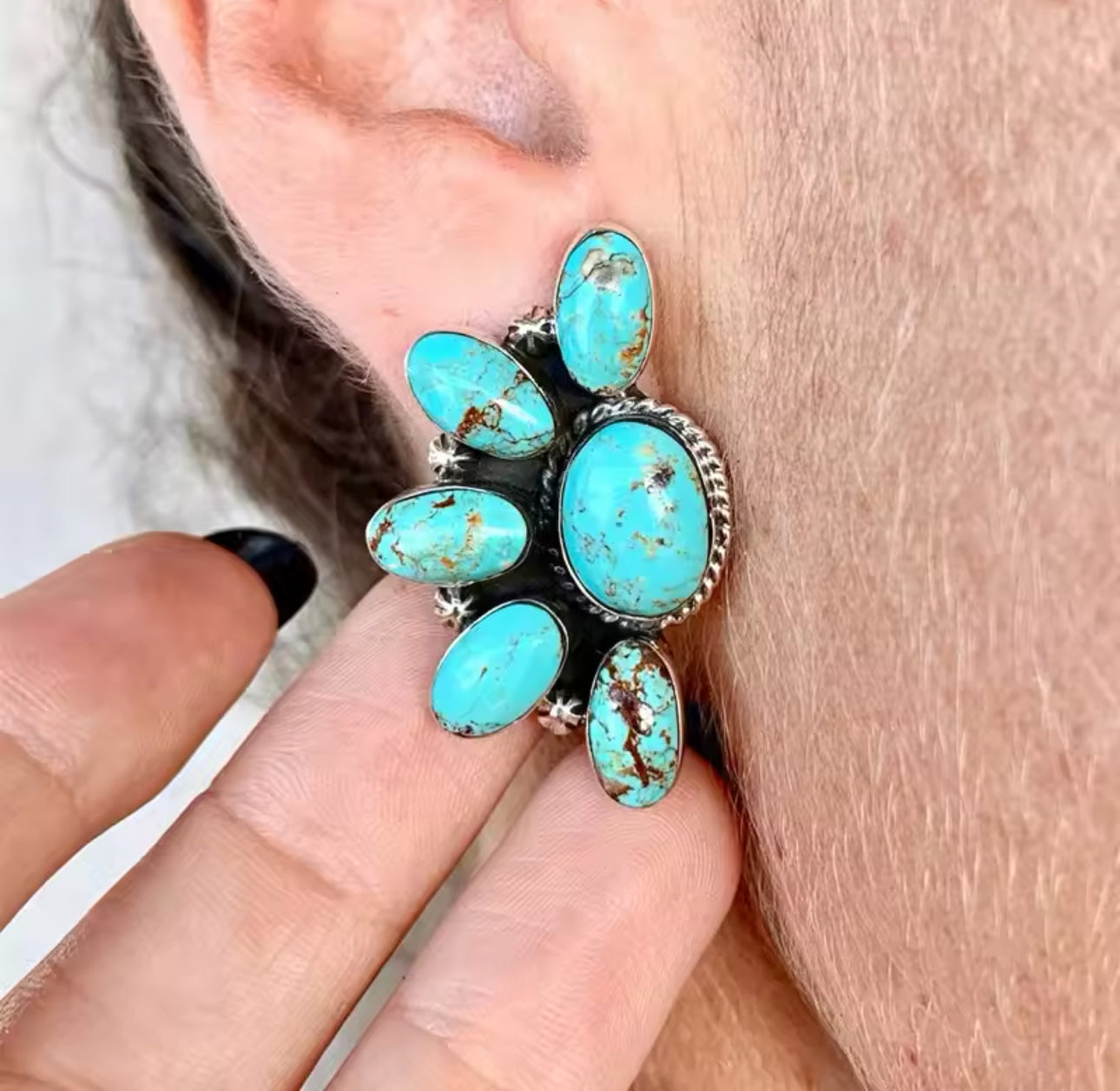 Turquoise Cluster Earrings