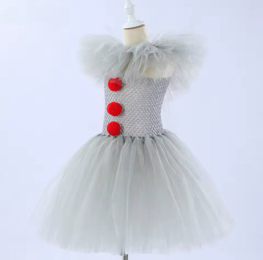 Grey Creepy Clown Costume