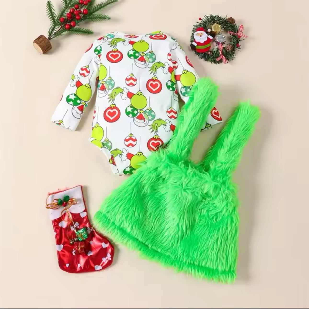 Baby Grinchmas Onesie and Suspender