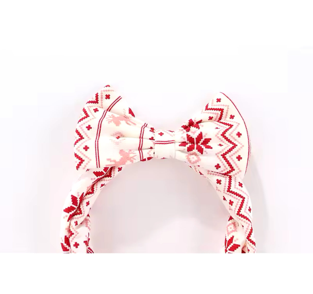 Pink Santa Onesie with Headband and  Snowflake Pants