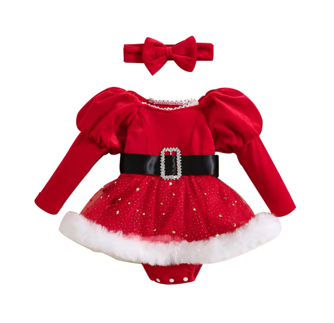 BabyGirl Santa Dress with Headband