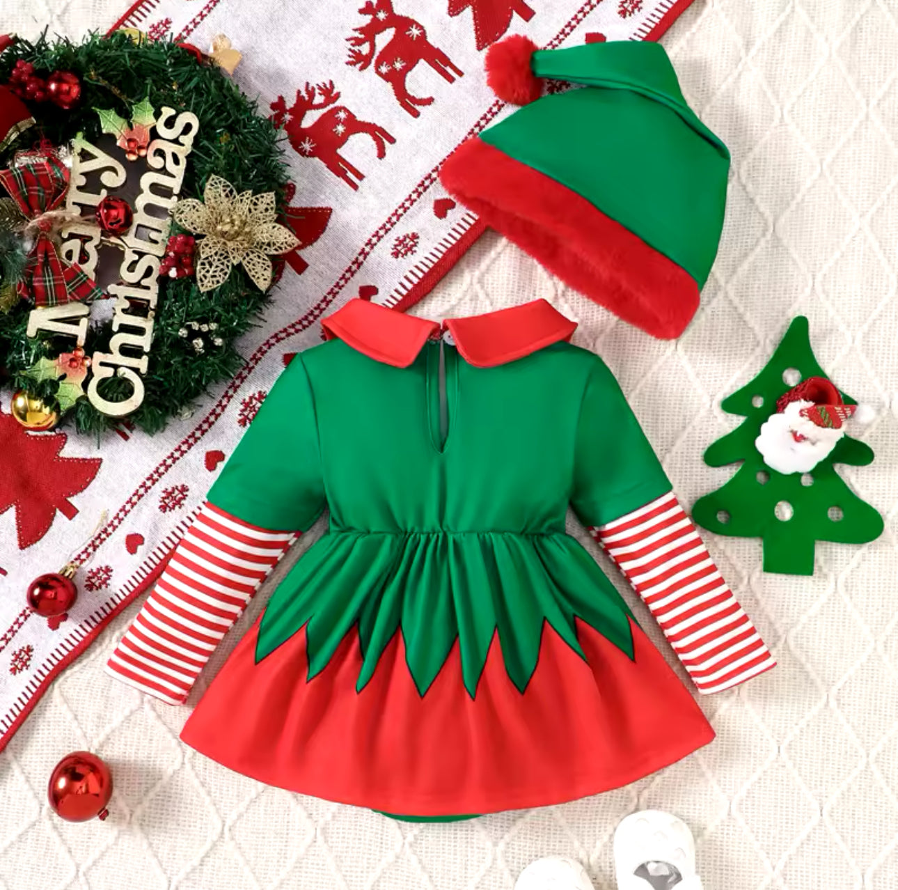 Velvet Elf 2 Piece Dress with Hat